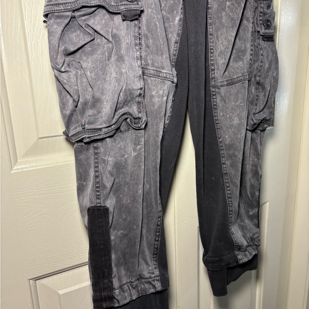 Free People Movement Gray Cargo Pants with Zipper Detail - Picture 3 of 6